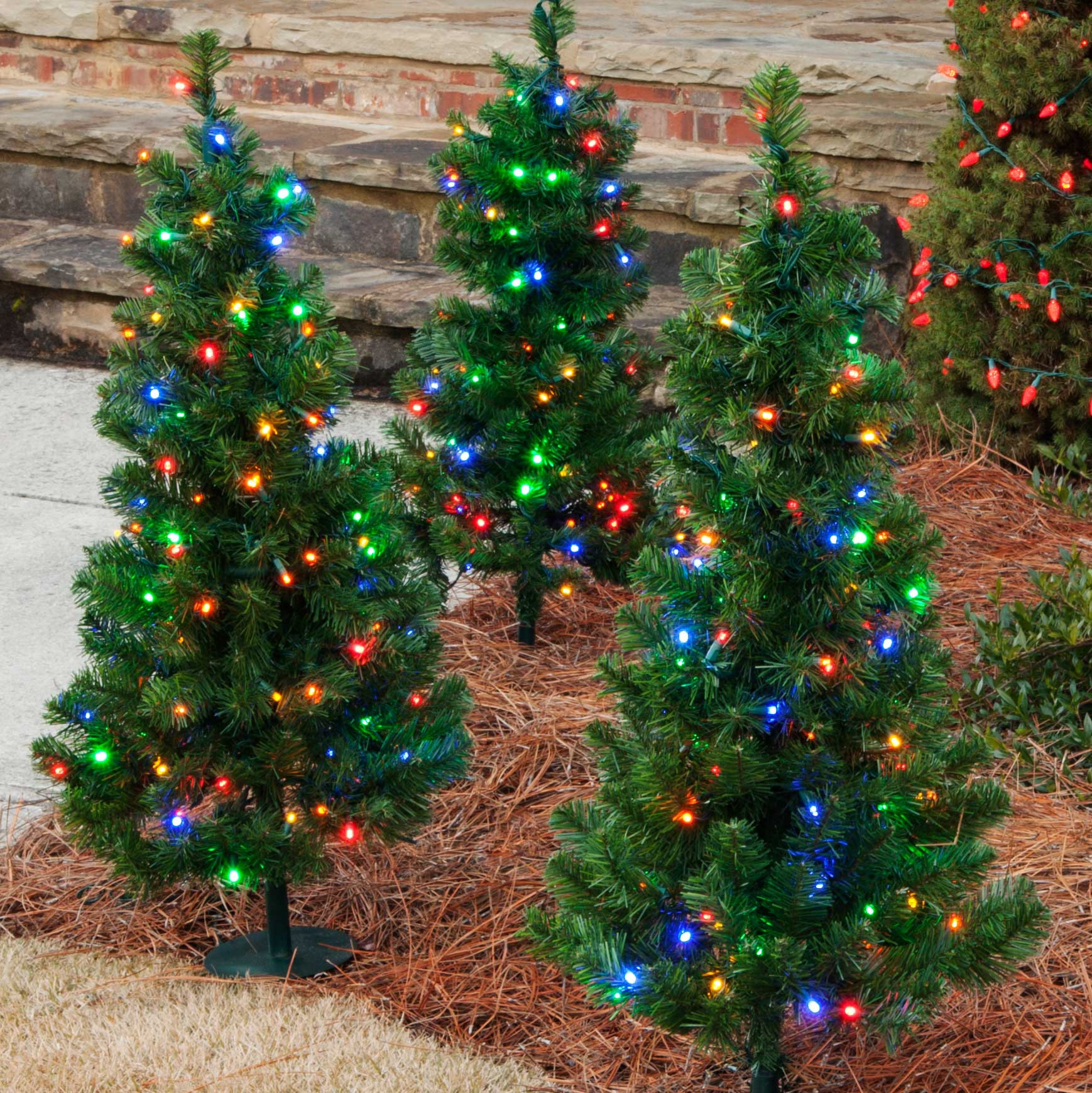 Pre Lit Outdoor Christmas Trees
 Outdoor Decorations 3 Walkway Pre Lit Winchester Fir
