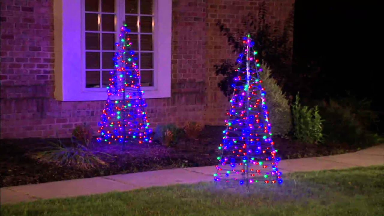 Pre Lit Outdoor Christmas Trees
 Pre Lit LED 5 Fold Flat Outdoor Christmas Tree by Lori
