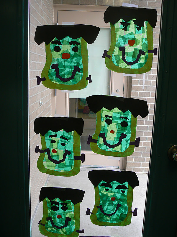 Preschool Halloween Craft Ideas
 Mrs T s First Grade Class Frankenstein Window Art