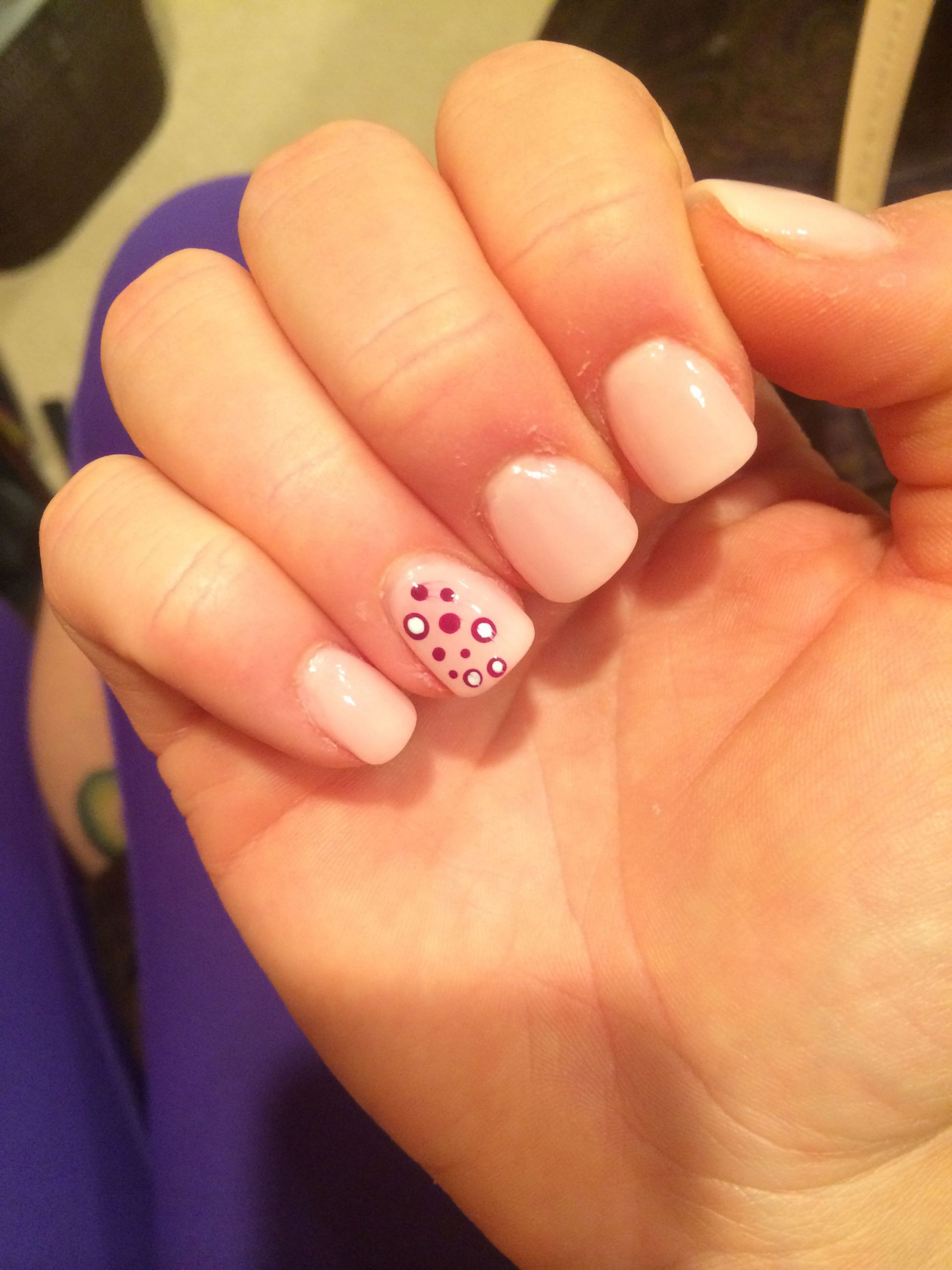 Pretty Spa Nails
 Pale pink with pretty dots spa nails II Carmel Indiana
