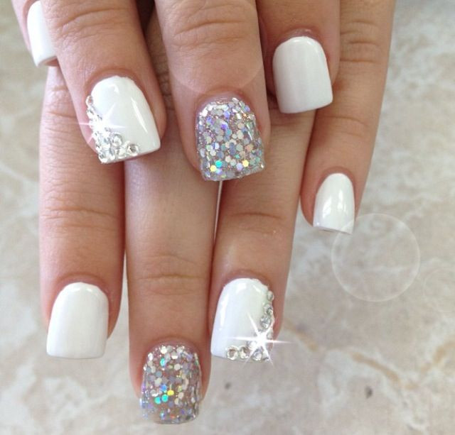 Pretty White Nails
 Latest Glitter Nail Designs Pretty Designs