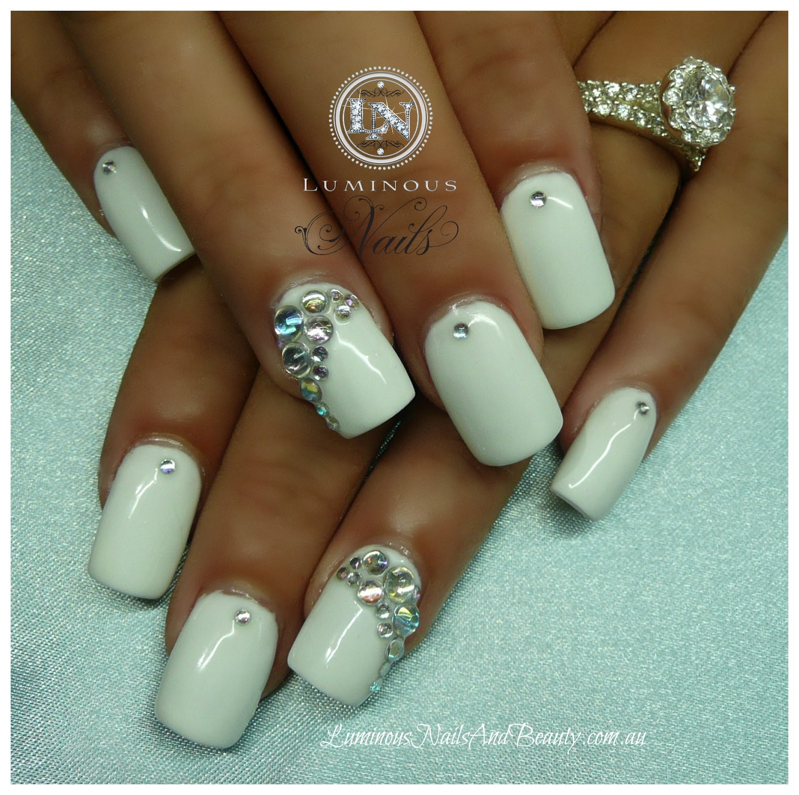 Pretty White Nails
 Luminous Nails October 2012