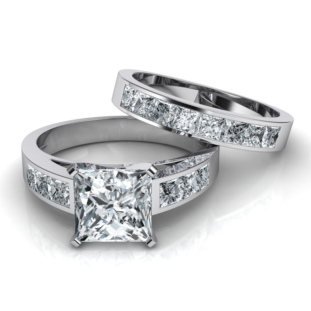 Princess Cut Bridal Sets
 Princess Cut Channel Set Engagement Ring & Wedding Band