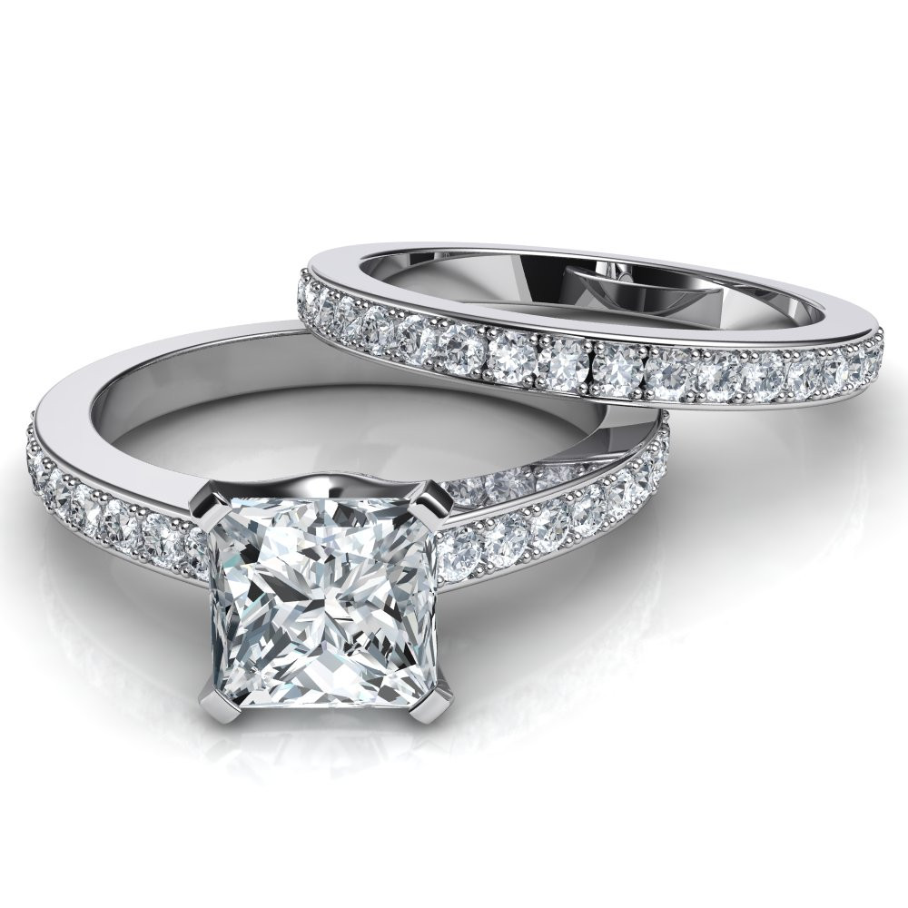 Princess Cut Bridal Sets
 Novo Princess Cut Engagement Ring and Wedding Band Bridal