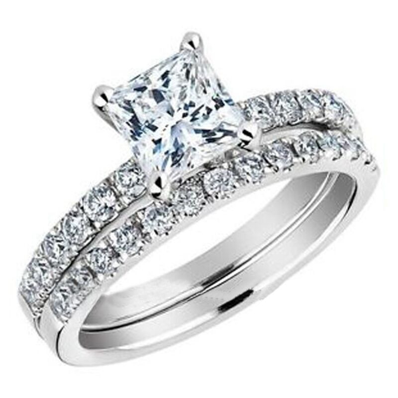 Princess Cut Bridal Sets
 Size 5 11 Platinum Plated Wedding Ring Set Princess Cut