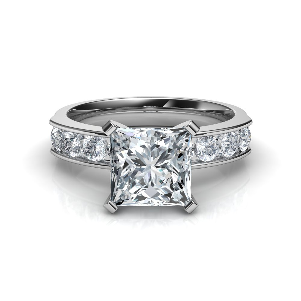 Princess Cut Diamond Wedding Sets
 Channel Set Princess Cut Diamond Engagement Ring Natalie