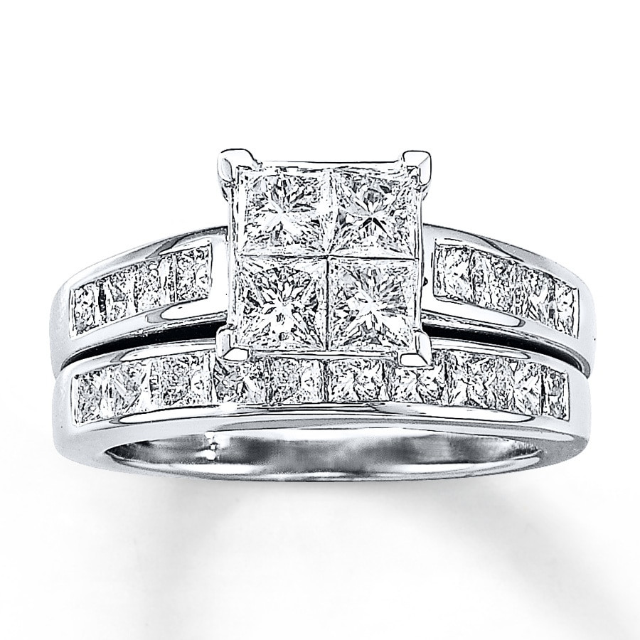 Princess Cut Diamond Wedding Sets
 Diamond Bridal Set 2 1 2 ct tw Princess Cut 14K White Gold