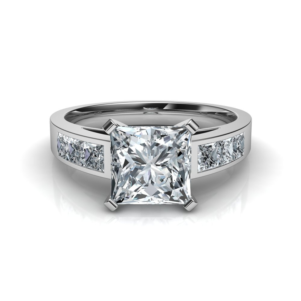 Princess Cut Diamond Wedding Sets
 Princess Cut Channel Set Engagement Ring Natalie Diamonds