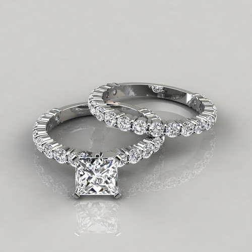Princess Cut Diamond Wedding Sets
 Princess Cut d Prong Engagement Ring and Wedding Band
