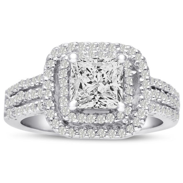 Princess Cut Double Halo Engagement Rings
 1 2 3ct Princess Cut Double Halo Diamond Engagement Ring