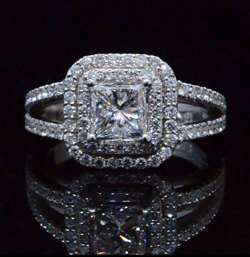 Princess Cut Double Halo Engagement Rings
 1 76 Ct Princess Cut Diamond Double Halo U Setting 14K