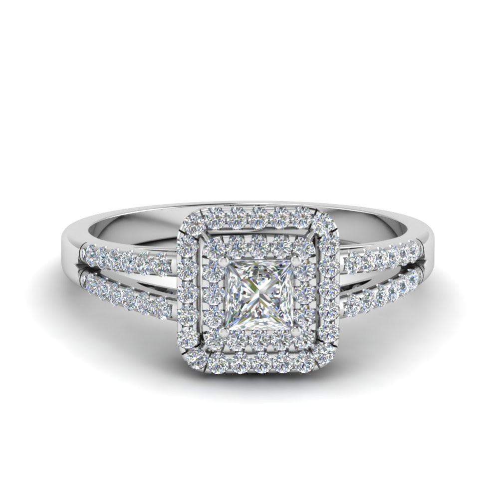 Princess Cut Double Halo Engagement Rings
 Princess Cut French Pave Double Halo Diamond Engagement