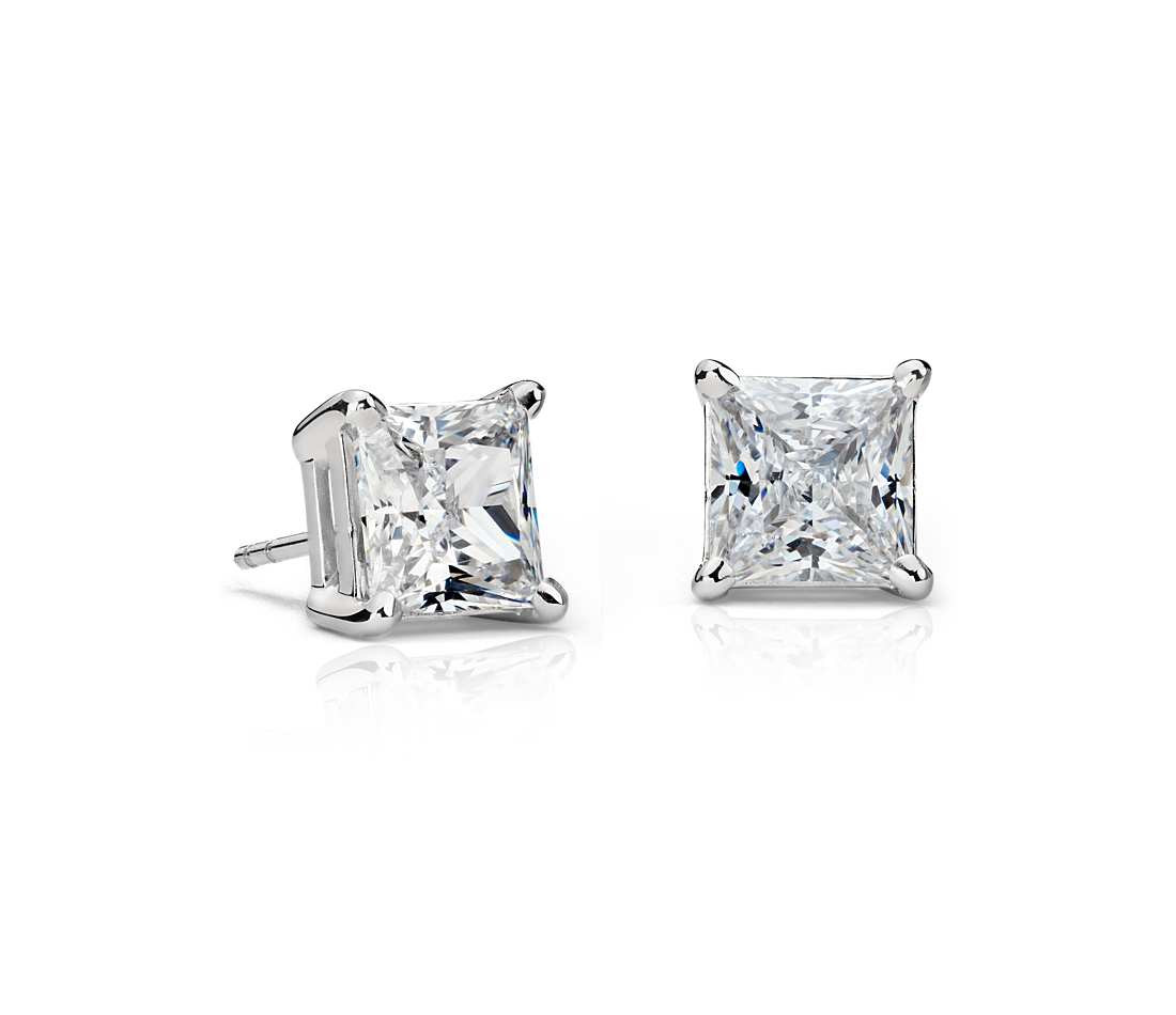 Princess Cut Earrings
 Princess Cut Diamond Stud Earrings in Platinum 4 ct tw