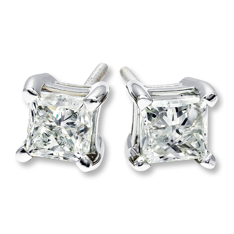 Princess Cut Earrings
 Diamond Earrings 1 ct tw Princess cut 14K White Gold
