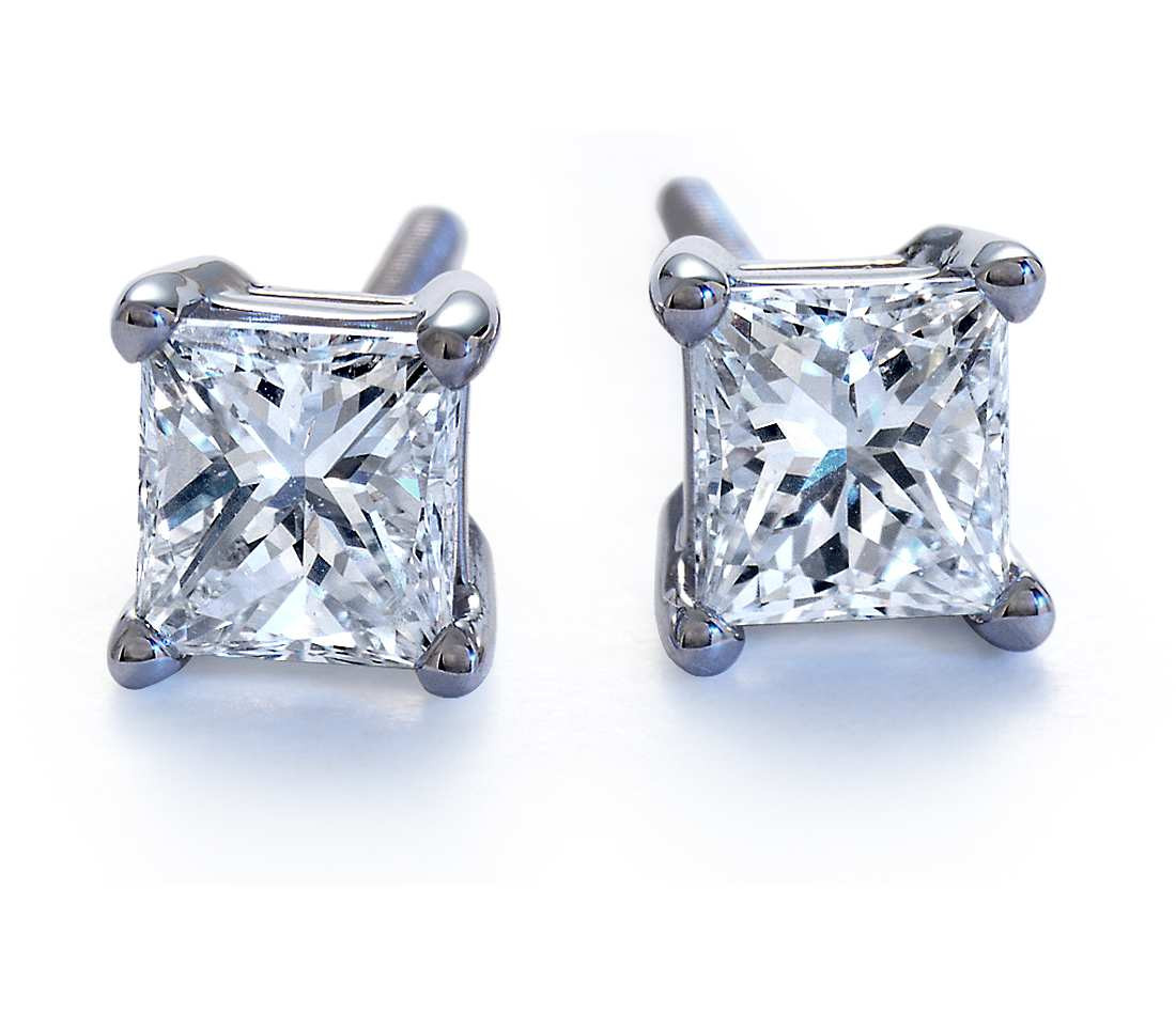 Princess Cut Earrings
 Princess Cut Diamond Earrings in Platinum 1 2 ct tw