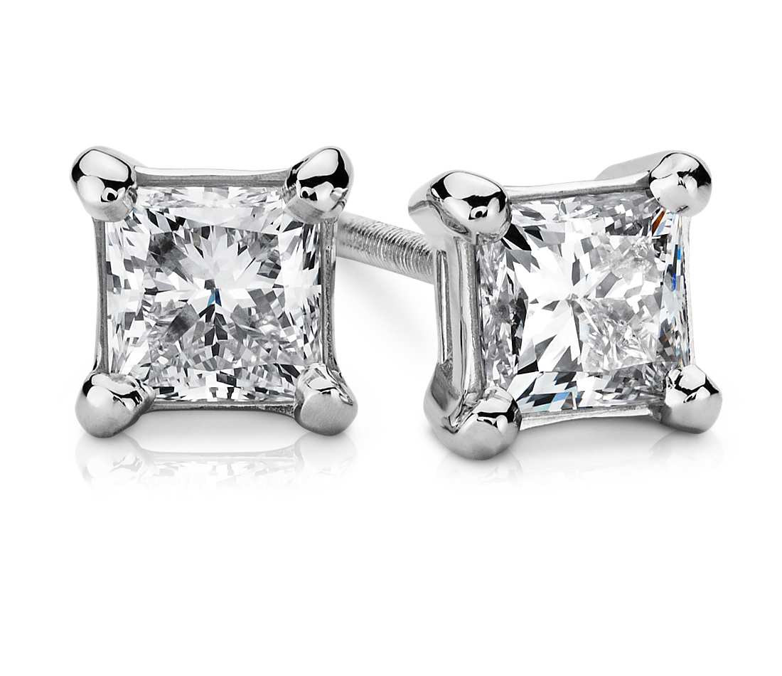 Princess Cut Earrings
 Princess Cut Diamond Earrings in Platinum 3 4 ct tw