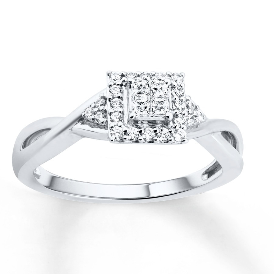Princess Cut Promise Rings
 Diamond Promise Ring 1 4 ct tw Princess Cut 10K White Gold