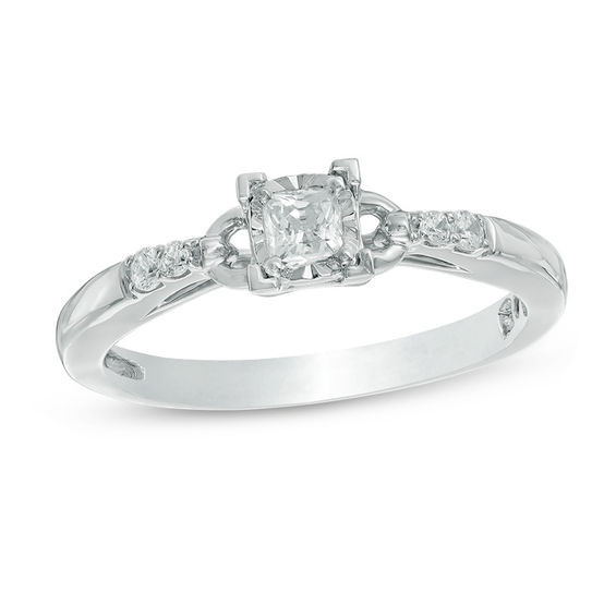 Princess Cut Promise Rings
 Cherished Promise Collection™ 1 4 CT T W Princess Cut