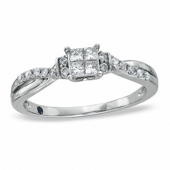 Princess Cut Promise Rings
 Cherished Promise Collection™ 1 4 CT T W Quad Princess