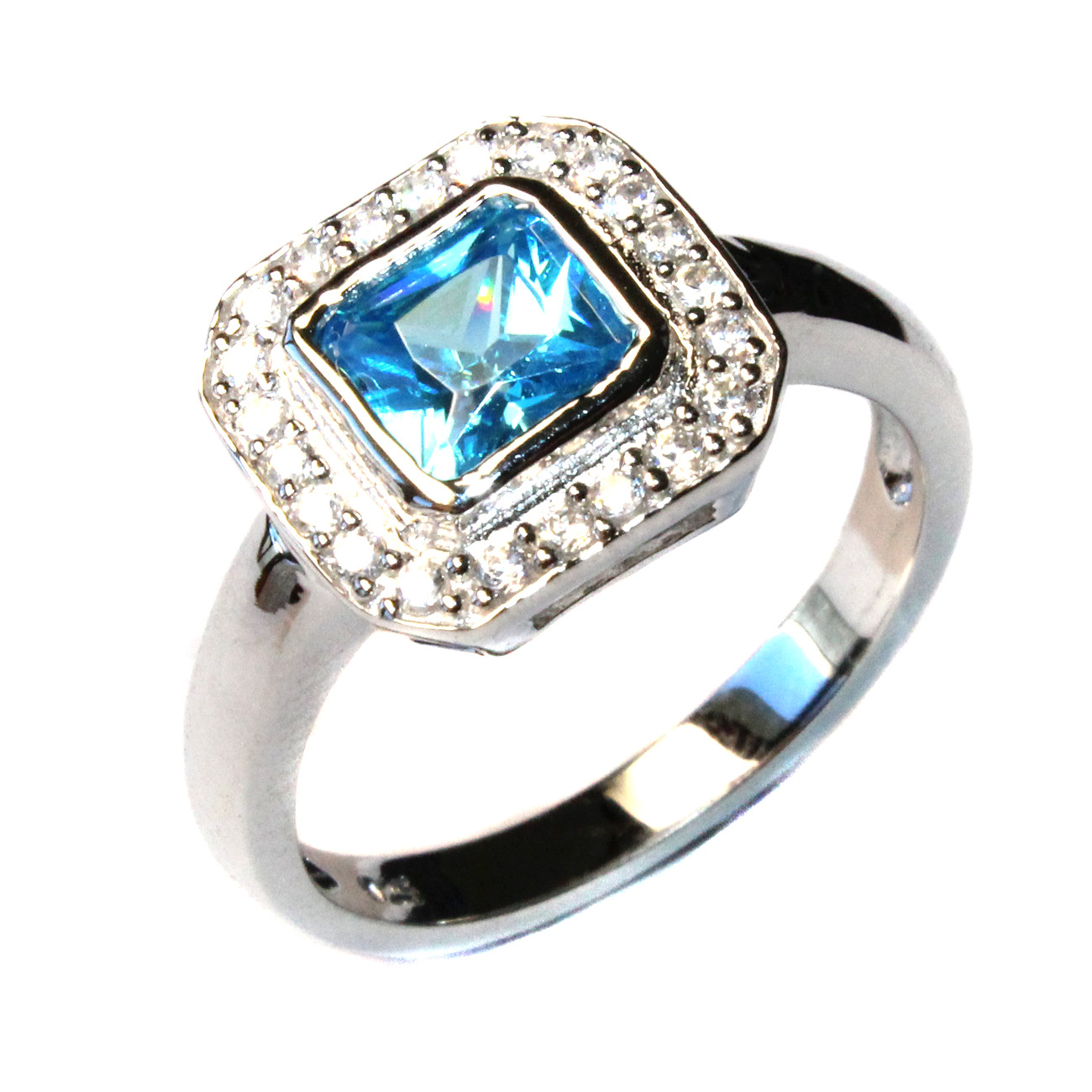 Princess Cut Promise Rings
 Princess Cut Aquamarine Blue Promise Ring Beautiful