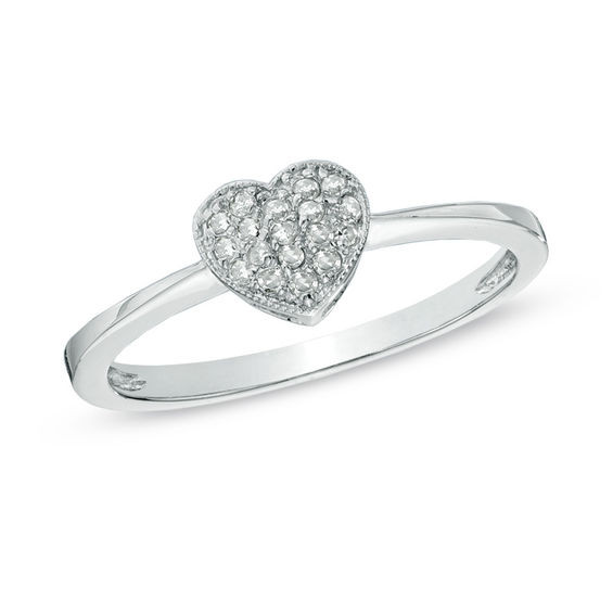 Princess Cut Promise Rings
 Princess Cut Diamond Accent Heart Cluster Promise Ring in