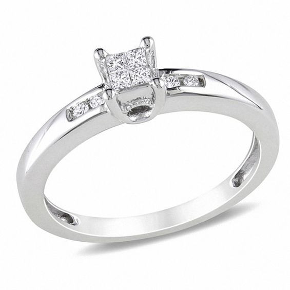 Princess Cut Promise Rings
 1 8 CT T W Quad Princess Cut Diamond Promise Ring in