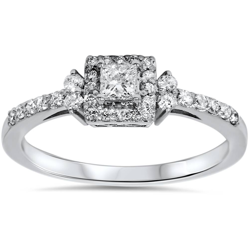 Princess Cut Promise Rings
 3 8ct Princess Cut Diamond Vintage Halo Engagement Promise