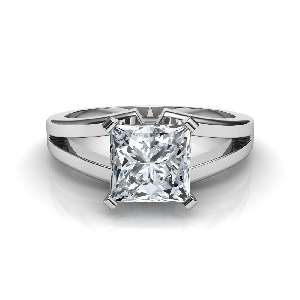 Princess Cut Solitaire Engagement Ring
 Split Shank Princess Cut Diamond Solitaire Engagement Ring