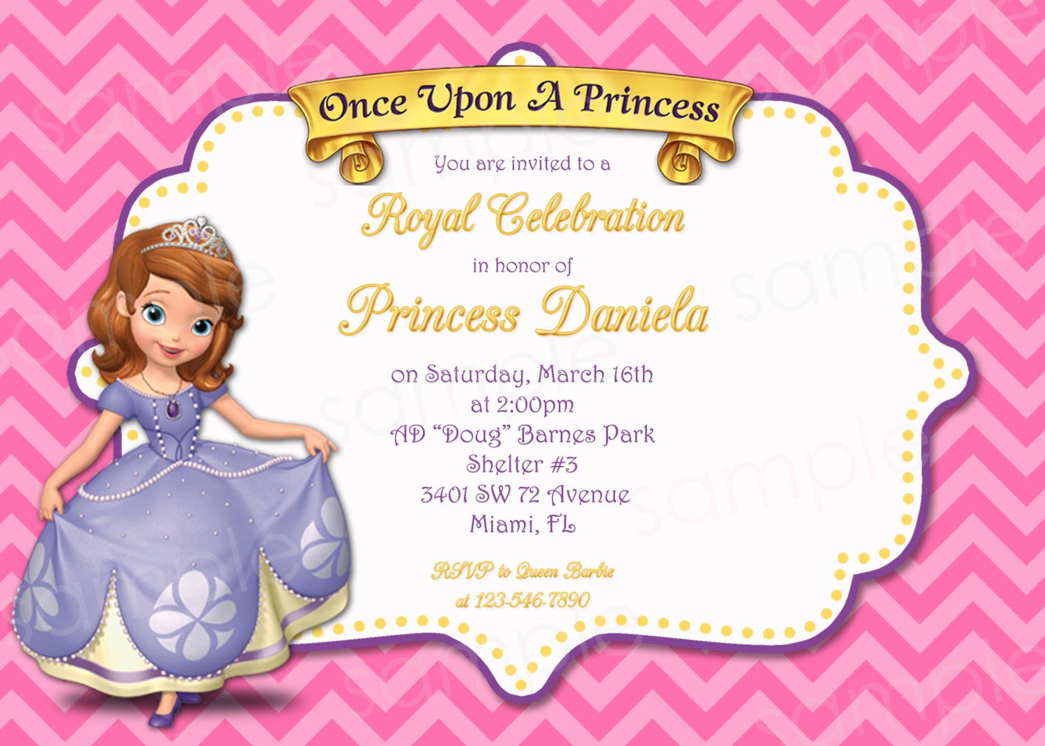 Princess Sofia Birthday Invitations
 PRINTABLE Sofia the First Princess Birthday by modpoddesigns
