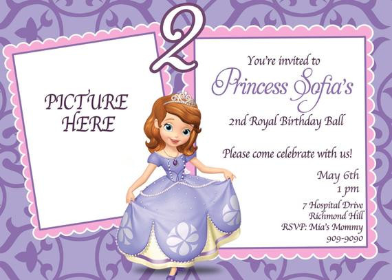 Princess Sofia Birthday Invitations
 CUSTOM PHOTO Invitations Sofia the First Birthday Invitation