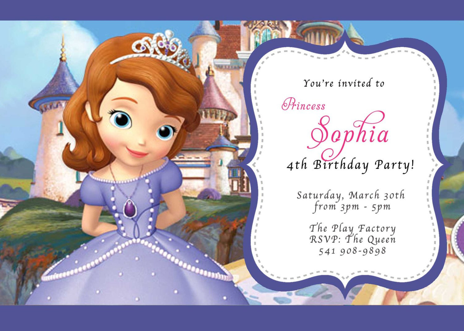 Princess Sofia Birthday Invitations
 Sofia The First Birthday Party Invitations