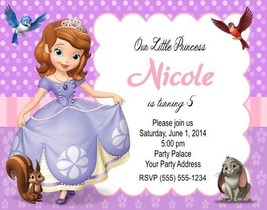 Princess Sofia Birthday Invitations
 Sofia the First Princess Birthday Party Invitations