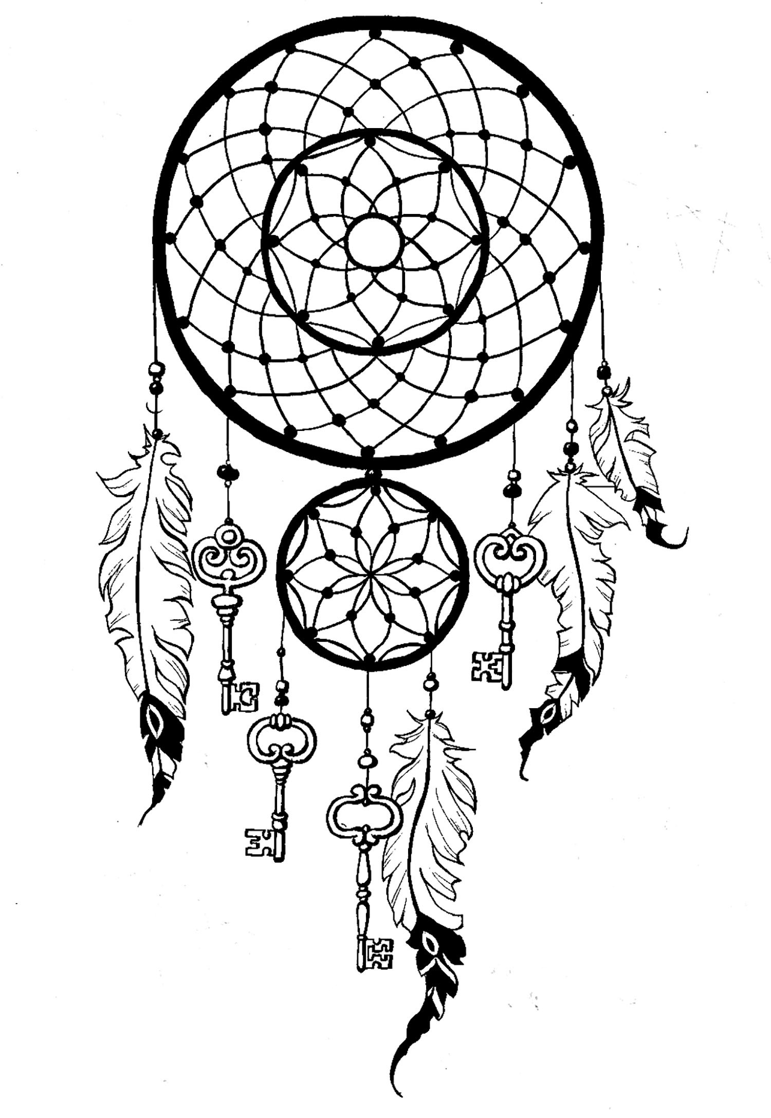 Printable Adult Coloring Pages Dream Catchers
 Dreamcatcher keys Dreamcatchers Adult Coloring Pages