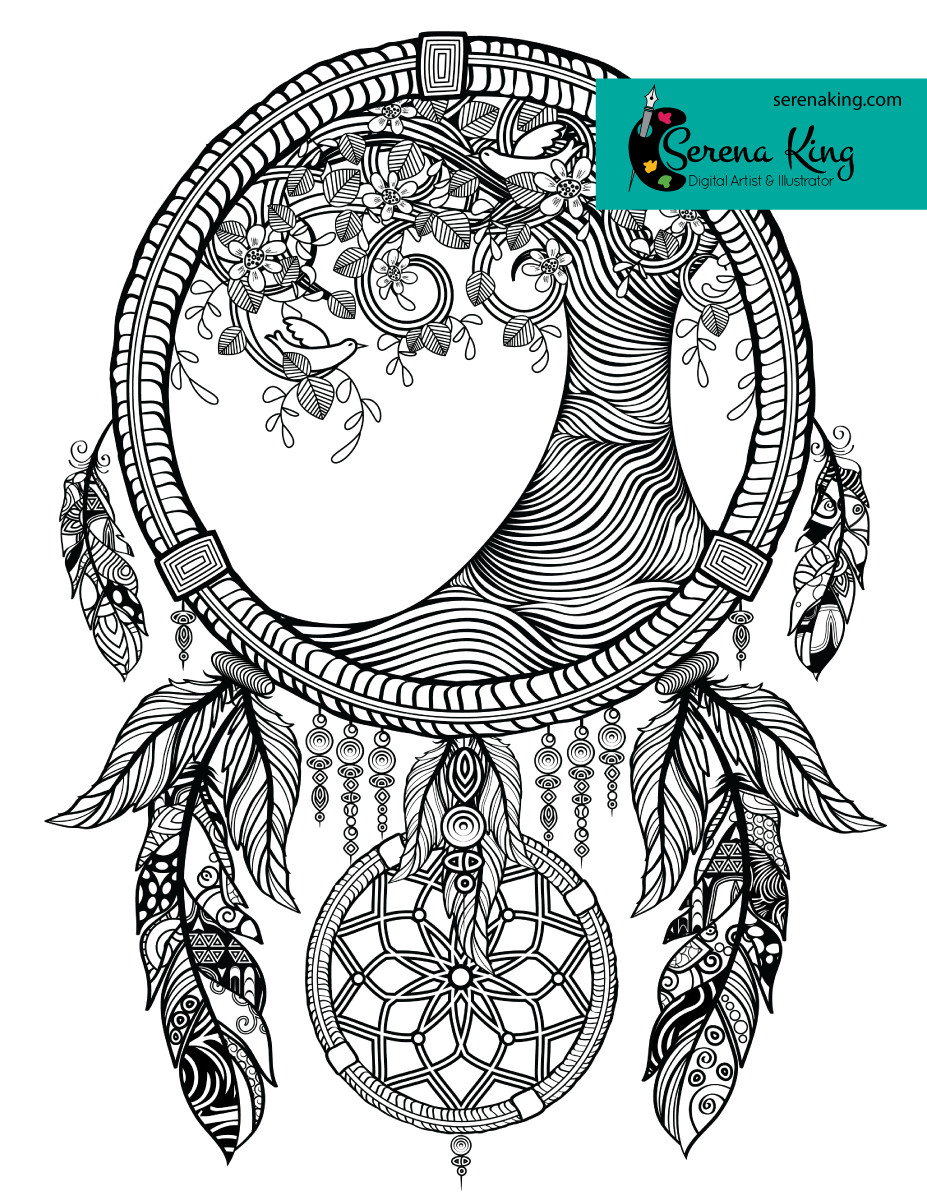 Printable Adult Coloring Pages Dream Catchers
 Tree Dreamcatcher Coloring Page