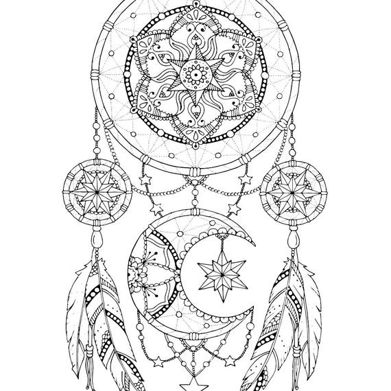 Printable Adult Coloring Pages Dream Catchers
 Dreamcatcher coloring page for adults Mandala adult coloring