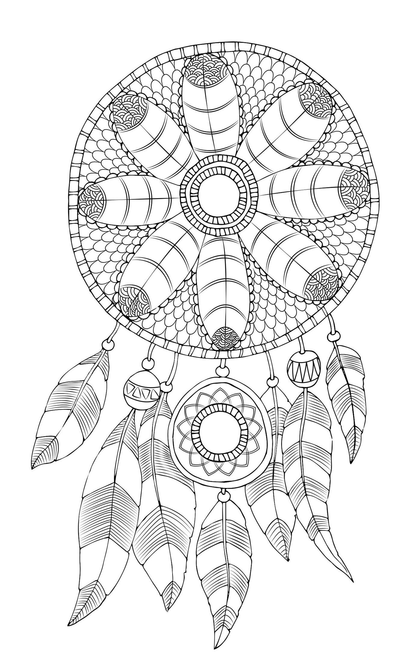 Printable Adult Coloring Pages Dream Catchers
 Free adult coloring page Dreamcatcher