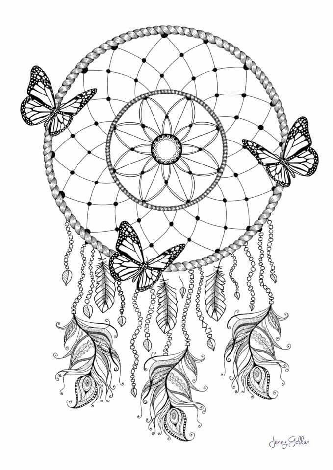 Printable Adult Coloring Pages Dream Catchers
 Dream Catcher Coloring pg