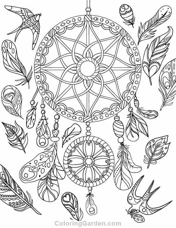Printable Adult Coloring Pages Dream Catchers
 Dreamcatcher Adult Coloring Page