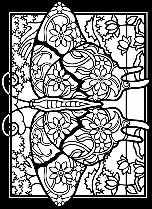 Printable Adult Coloring Pages
 EXPOSE HOMELESSNESS FANCY STAINED GLASS WINDOW BUTTERFLY