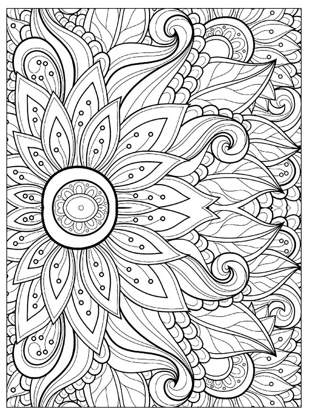 Printable Coloring Pages For Adults Flowers
 Flower with many petals Flowers Adult Coloring Pages