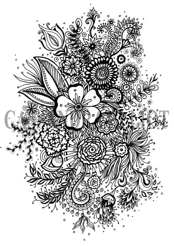 Printable Coloring Pages For Adults Flowers
 Printable Adult Colouring Page Digital Download Print Flower