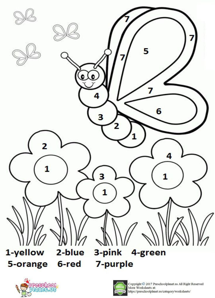 Printable Coloring Sheets For Preschoolers
 Color by number spring worksheet for kids