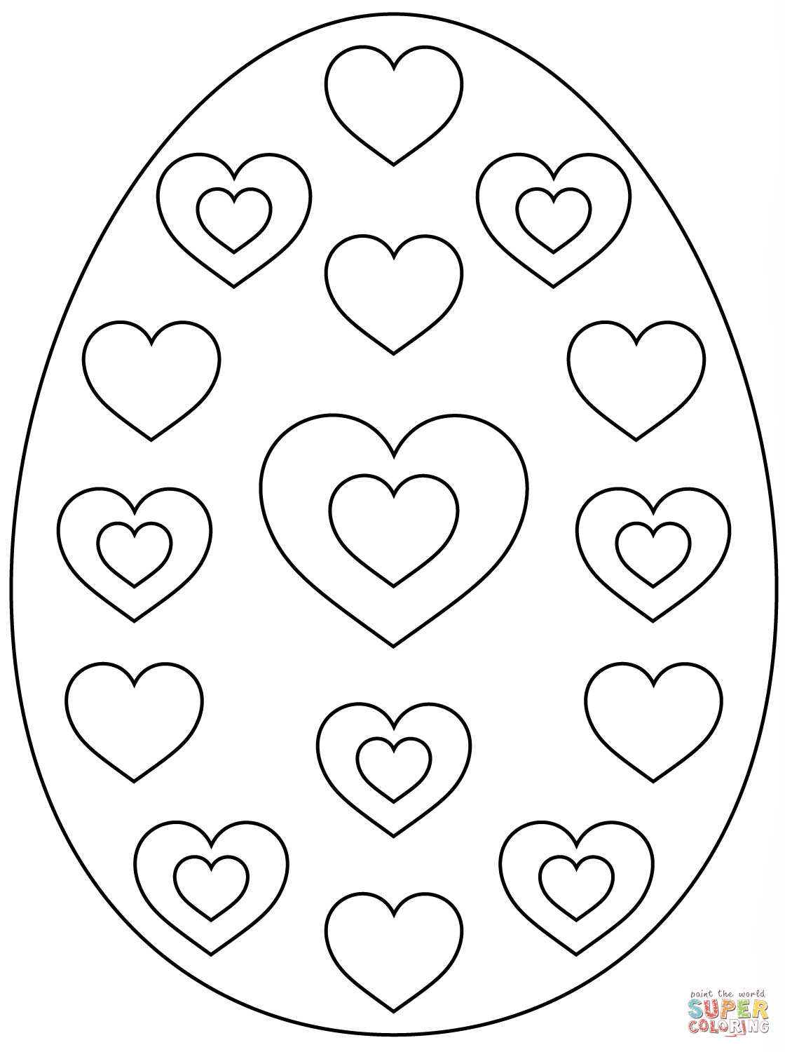 Printable Easter Egg Coloring Pages
 Easter Egg with Hearts coloring page