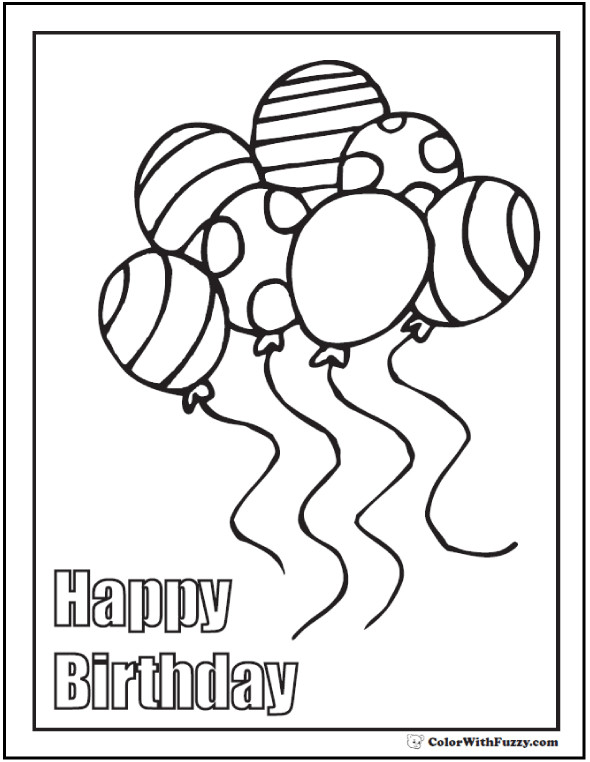 Printable Happy Birthday Coloring Pages
 55 Birthday Coloring Pages Printable and Customizable