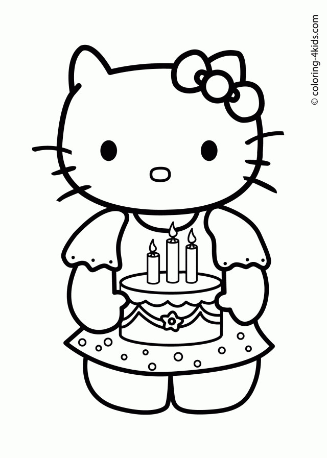 Printable Happy Birthday Coloring Pages
 Hello Kitty Birthday Card Printable Free Coloring Home