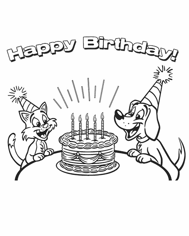 Printable Happy Birthday Coloring Pages
 Cartoon coloring pages Happy birthday pets
