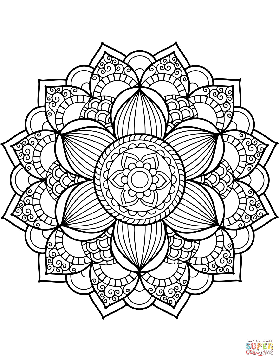 Printable Mandala Coloring Sheets
 Flower Mandala coloring page
