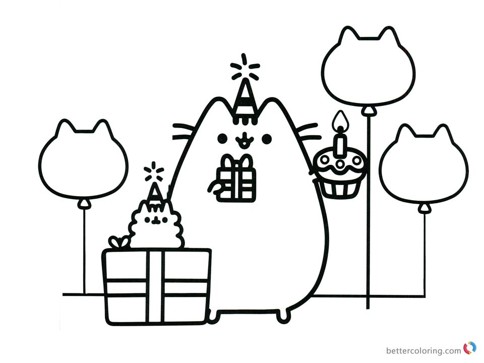 Printable Pusheen Coloring Pages
 Pusheen Coloring Pages Happy Birthday Party with Dad