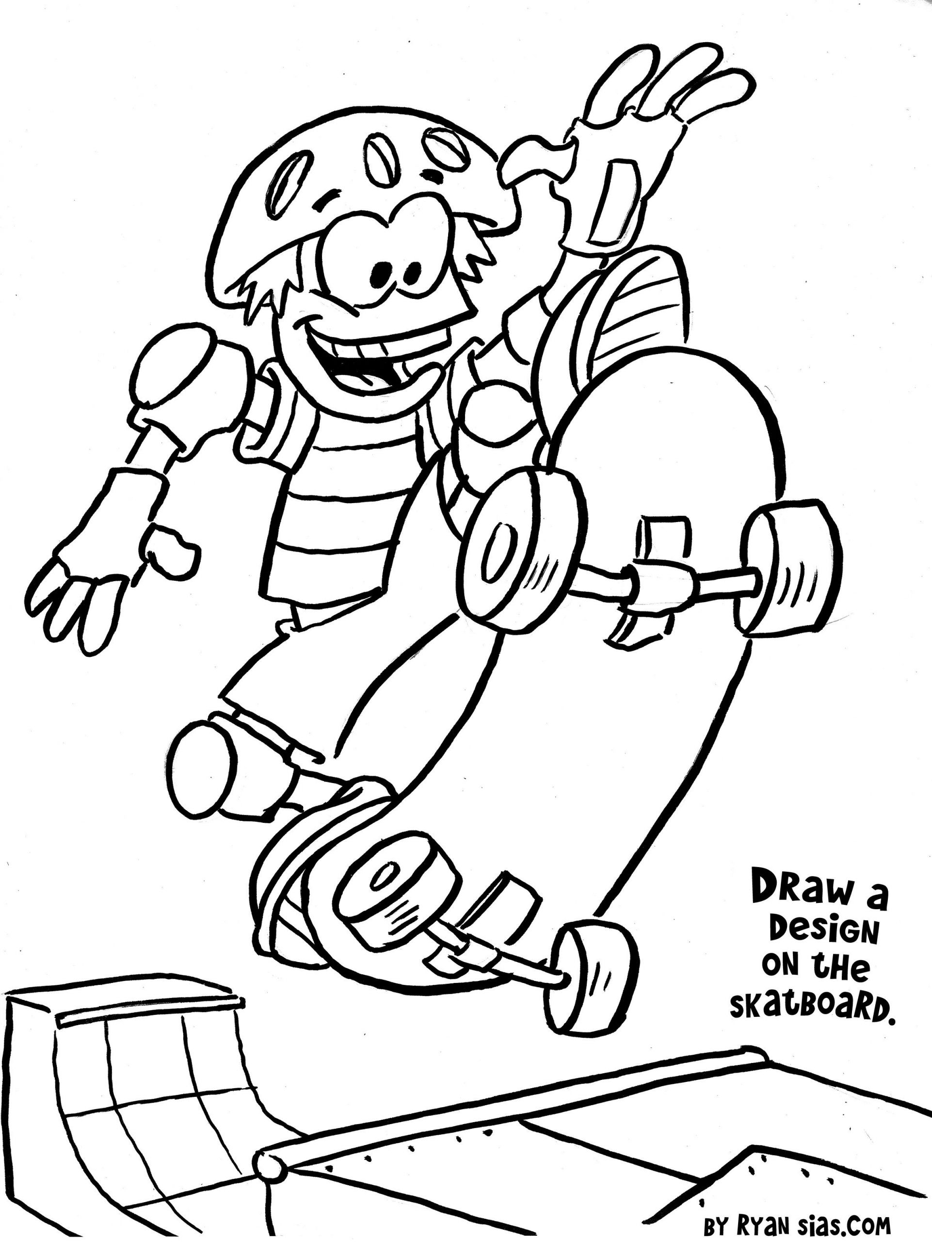 Printable Sports Coloring Pages
 Free Printable Sports Coloring Pages Skateboard