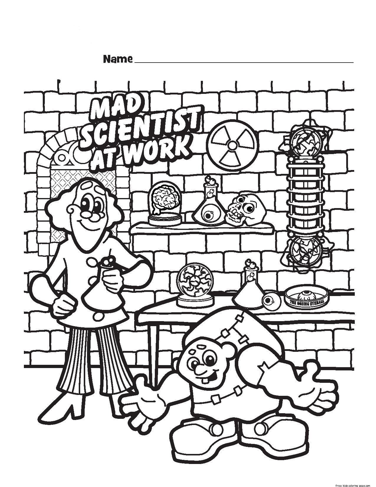 Printable Toddler Coloring Pages
 Halloween Mad Scientist Printable coloring pages for
